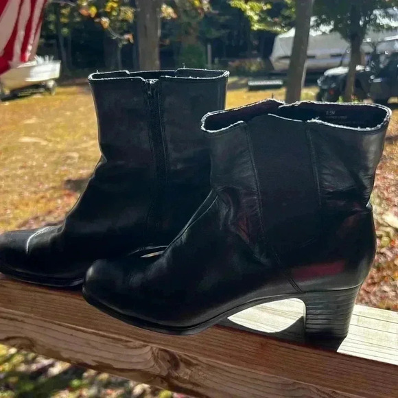 Insolia Comfortology Soft Black Leather Womens Sz 8.5 Ankle Booties Squa… - Picture 4 of 9